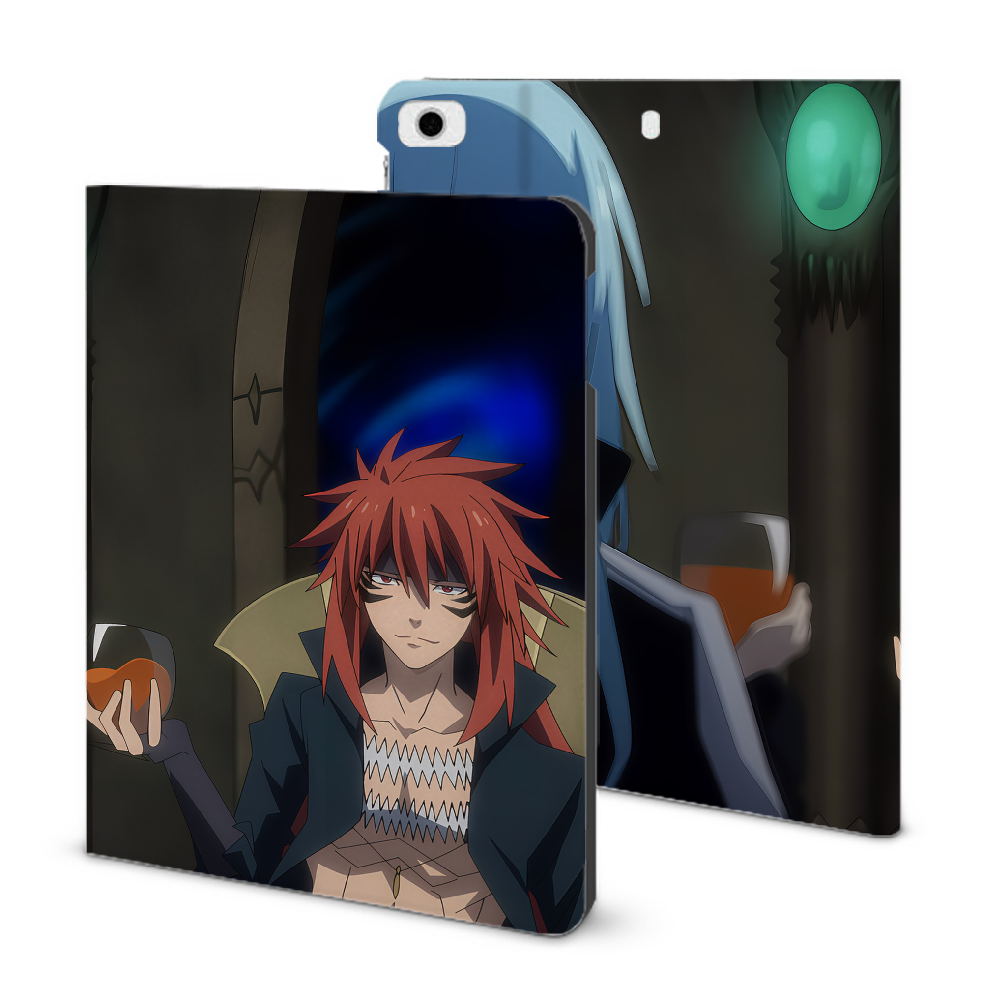 （画像用） 転スラ Regarding Reincarnated to Slime IPad ケース ブック型 PUレザー TPU 耐衝撃 軽量 薄型 ペン収納なし 全面保護 IPad 各モデル対応